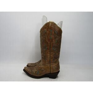 Corral Womens Size 6 M Brown Leather Inlay Western Cowboy Boots